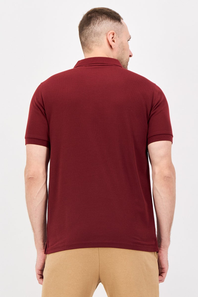 Reebok Men Sportswear Fit Short Sleeve Outdoor Polo Shirt, Maroon - Image 3