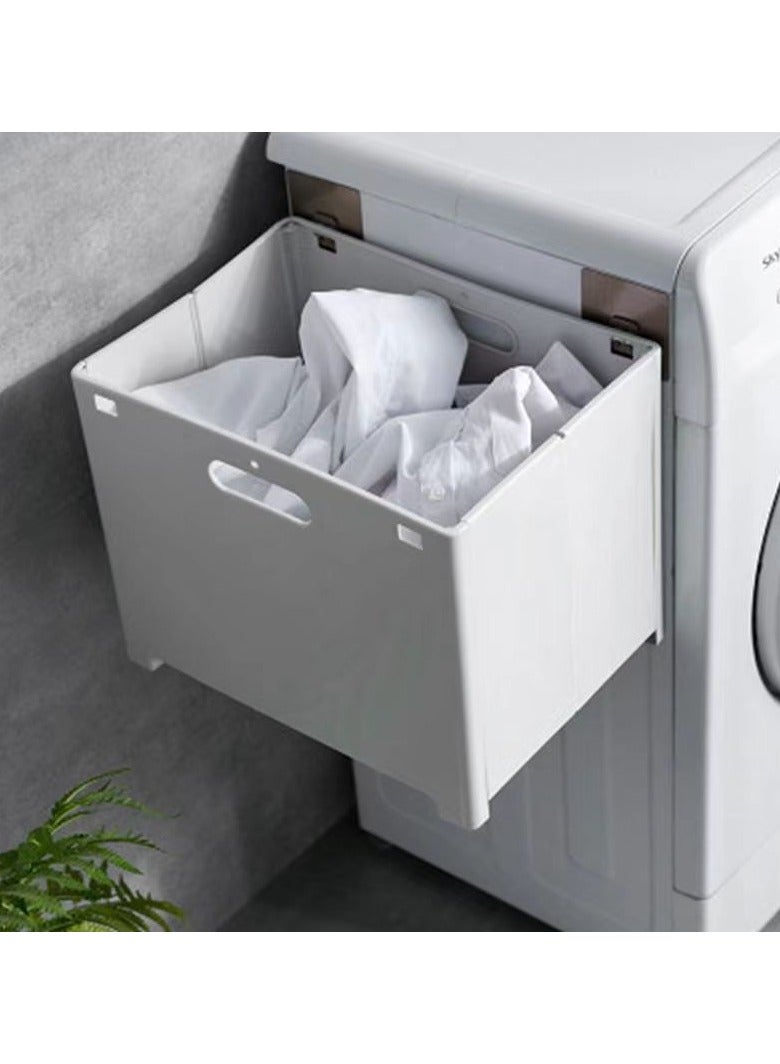 Foldable laundry basket, storage basket, plastic dirty clothes basket, used for organizing clothes, towels, white.  - Image 4