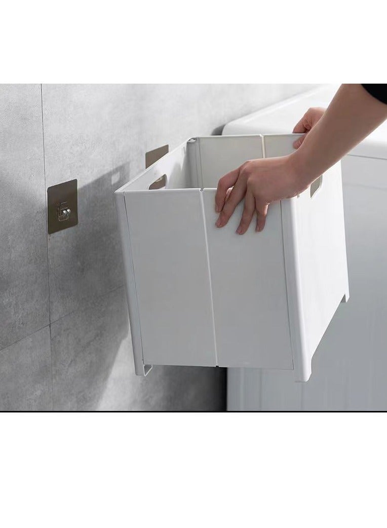 Foldable laundry basket, storage basket, plastic dirty clothes basket, used for organizing clothes, towels, white.  - Image 5
