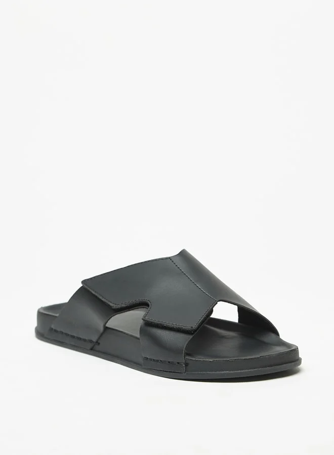 LBL by Shoexpress Men Solid Slip-On Sandals with Cutout Detail