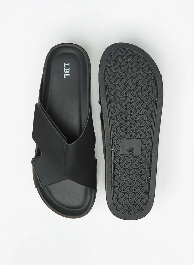 LBL by Shoexpress Men Solid Slip-On Sandals with Cutout Detail