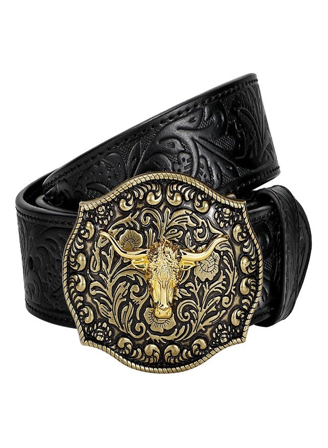 TRIWORKS Mens Western Cowboy Belt - Cowgirl Western Country Belt with Floral Engraved Buckle - Image 1