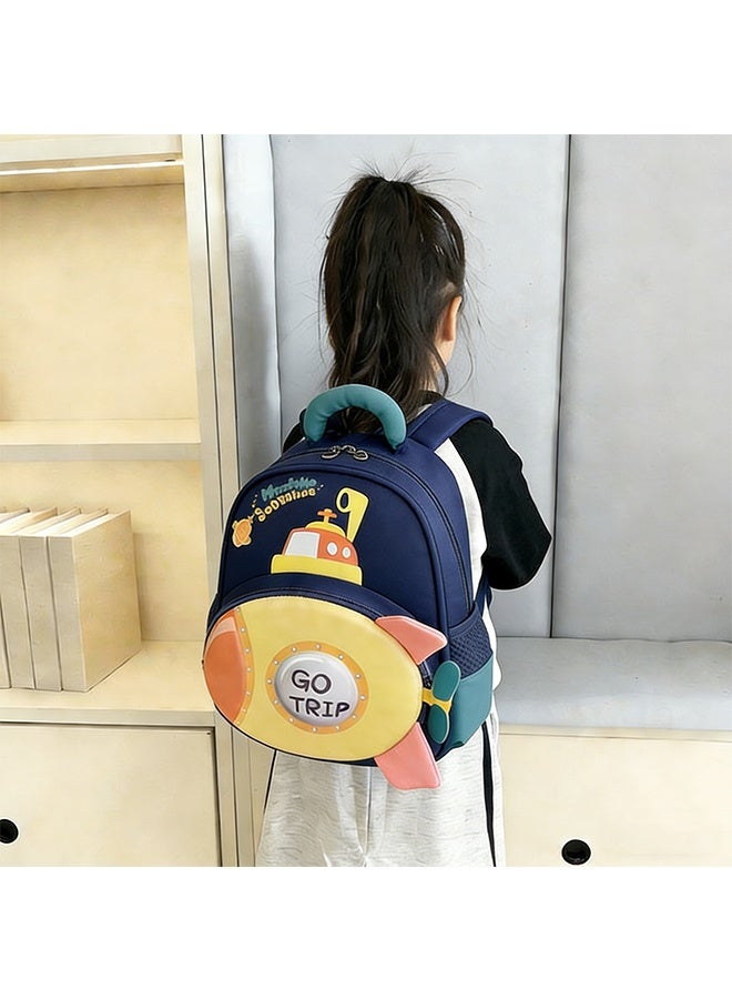 Children's Cartoon Backpack, Submarine-Shaped Cartoon Schoolbag with Anti-Slip Chest Buckle, Cute Schoolbag Suitable for Both Boys and Girls - Image 2