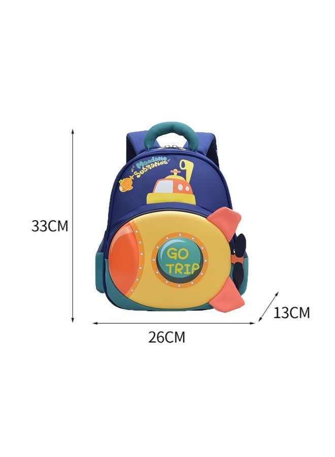Children's Cartoon Backpack, Submarine-Shaped Cartoon Schoolbag with Anti-Slip Chest Buckle, Cute Schoolbag Suitable for Both Boys and Girls - Image 3