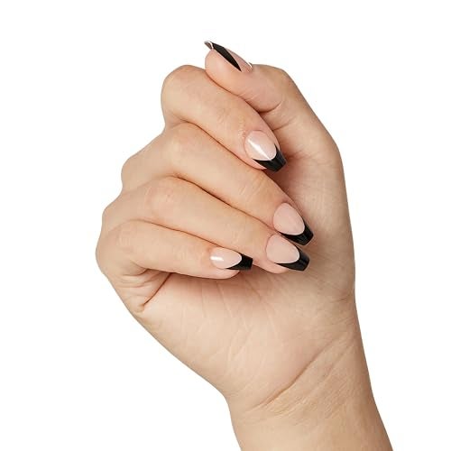KISS Salon Acrylic, Press On Nails, Nail glue included, 'Flame', Dark Black, Short Size, Coffin Shape, Includes 28 Nails, 2g glue, 1 Manicure Stick, 1 Mini File - Image 5