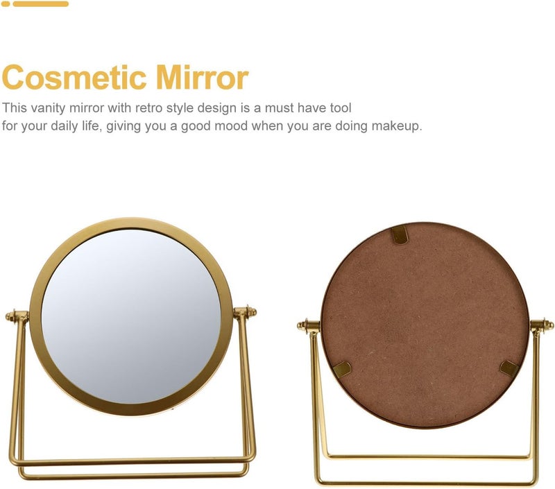 Rotating Vanity Mirror with Metal Stand Decorative Rotary Makeup Mirror for Bathroom and Dressing Table in Gold - Image 4