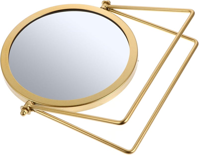 Rotating Vanity Mirror with Metal Stand Decorative Rotary Makeup Mirror for Bathroom and Dressing Table in Gold - Image 1