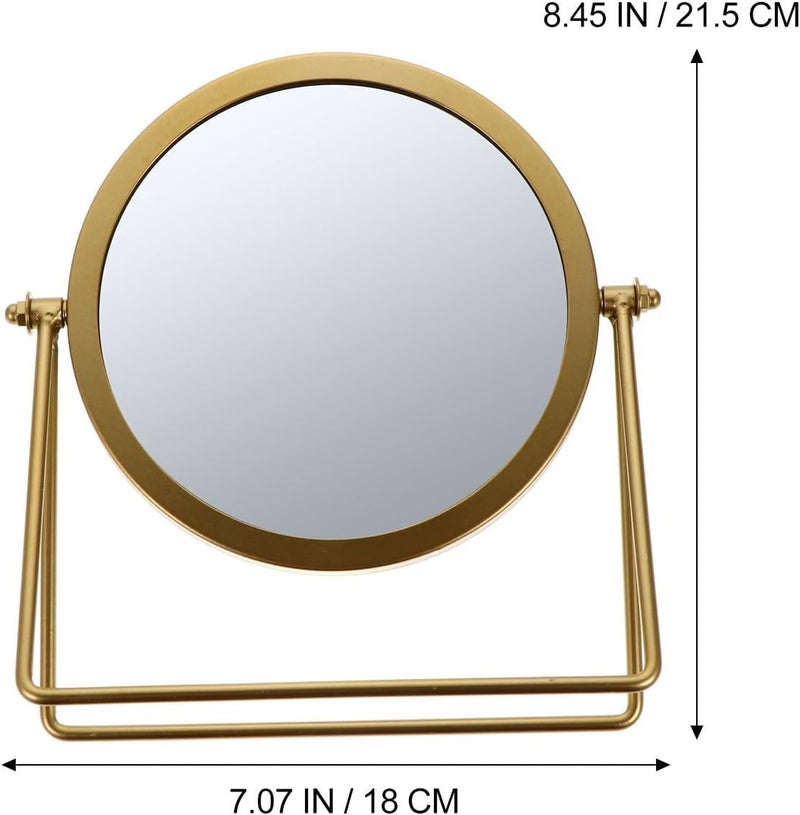 Rotating Vanity Mirror with Metal Stand Decorative Rotary Makeup Mirror for Bathroom and Dressing Table in Gold - Image 2