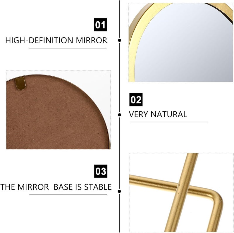 Rotating Vanity Mirror with Metal Stand Decorative Rotary Makeup Mirror for Bathroom and Dressing Table in Gold - Image 3