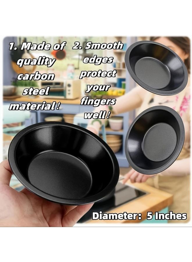 4pcs 5 Inch Nonstick Mini Pie Tray Reusable Circular Pie Jar for Baking Desserts Fruit Pies and Beef Pies Oven Compatible Best for Christmas Parties - Image 2
