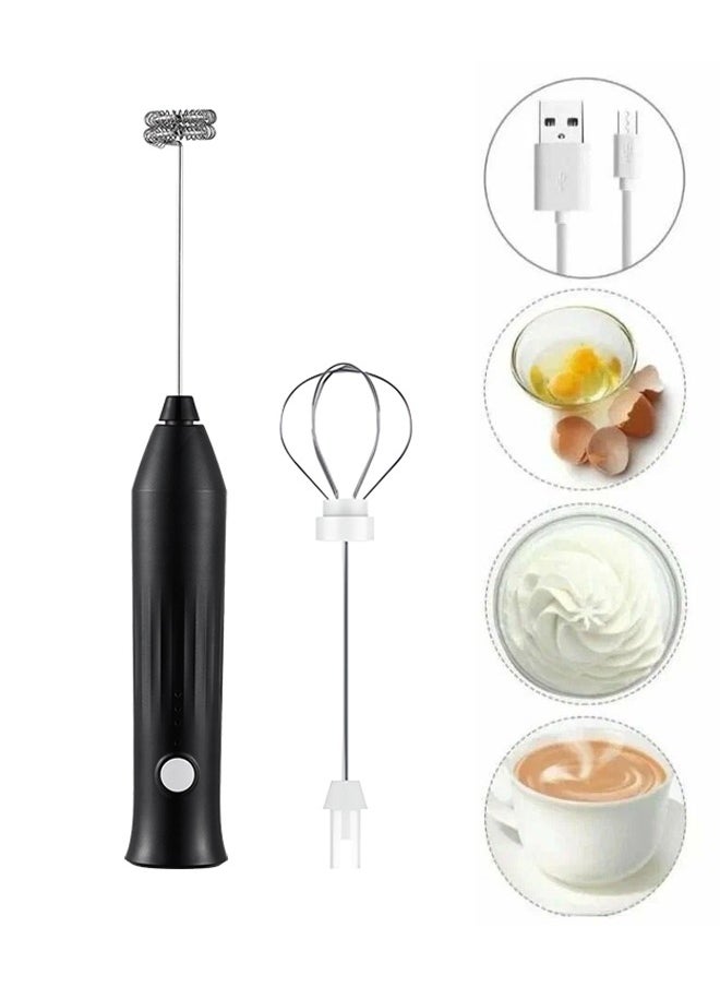 Generic USB Rechargeable Coffee Frother, Handheld Milk Frother With 2 Stirring Heads, Stainless Steel Egg Whisk, Easy To Clean, Suitable For Latte, Matcha, Cappuccino, Cake, Eggs  - Image 1