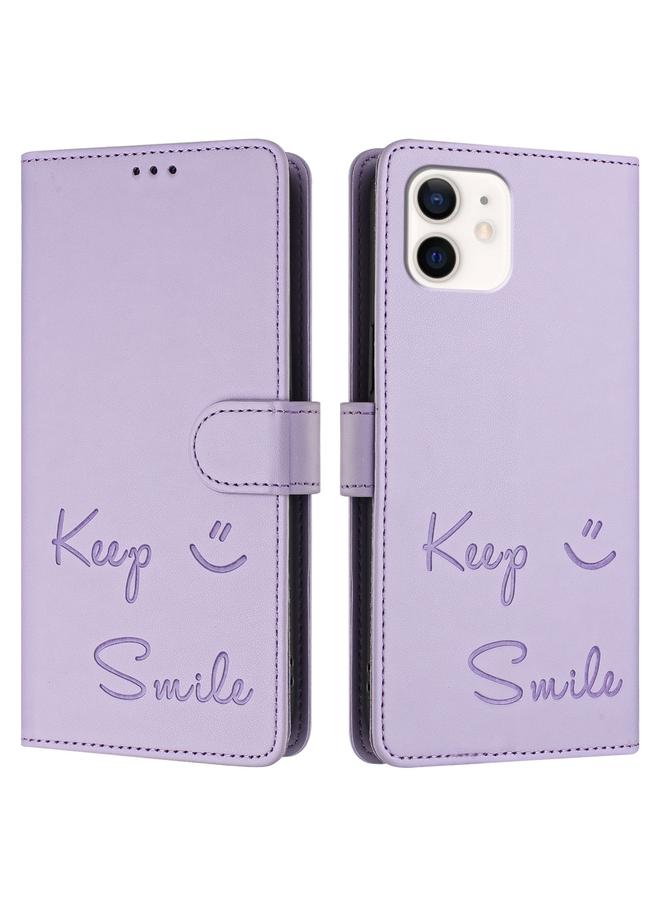 Zaboon Case For iPhone 12 mini Smile Embossing RFID Leather Phone Case - Image 3
