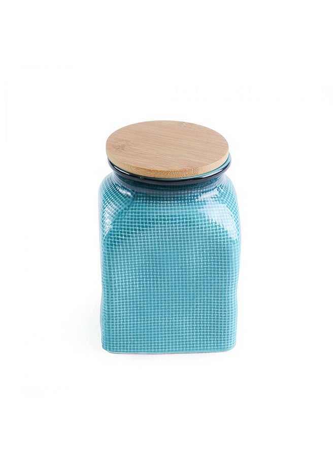 Pan Home - Mauro Canister With Bamboo Lid 1.2L -Blue - Image 1