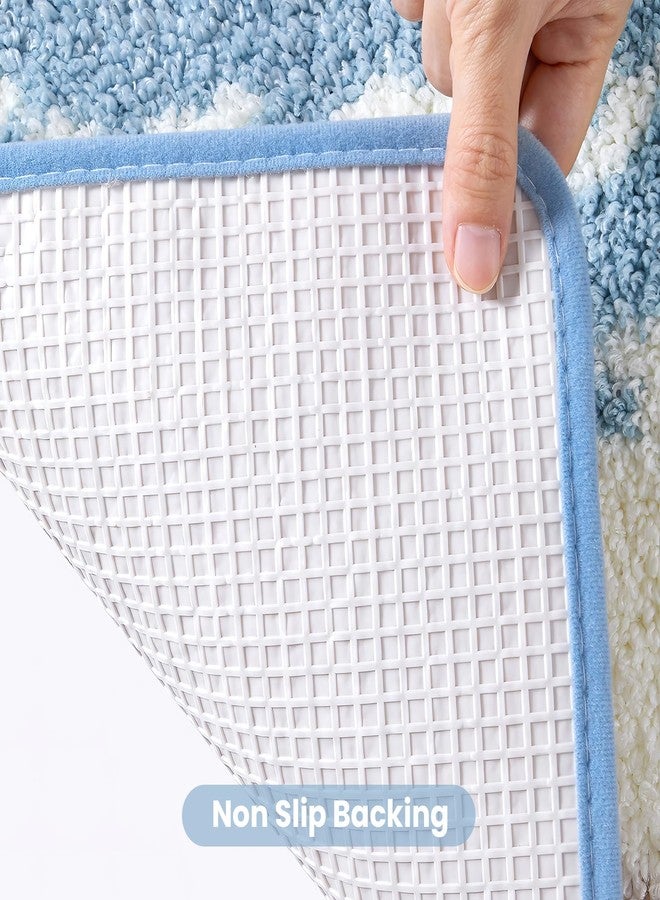 WREWING Luxury Bathroom Rug Mat, Blue Ocean Wave Bath Mat & Ultra Soft Non-Slip Beach Sand Bathroom Rug, Super Absorbent Shaggy Microfiber Carpet, Quick Dry Bathroom Mat for Bathtub Bedroom 20x31 Inch (Blue) - Image 3
