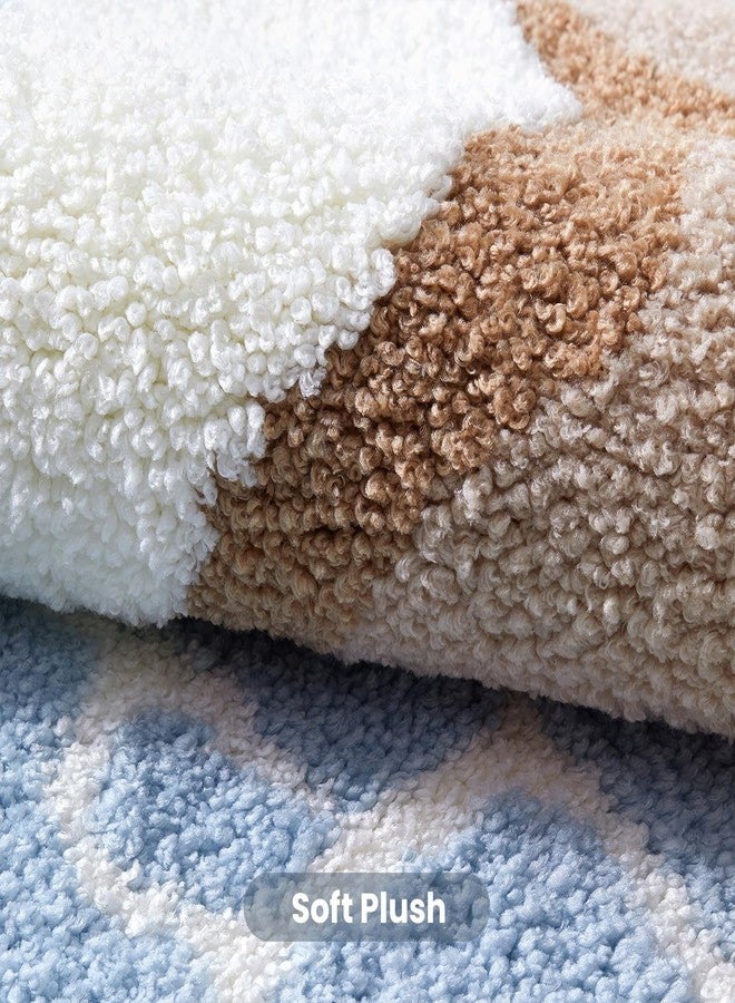 WREWING Luxury Bathroom Rug Mat, Blue Ocean Wave Bath Mat & Ultra Soft Non-Slip Beach Sand Bathroom Rug, Super Absorbent Shaggy Microfiber Carpet, Quick Dry Bathroom Mat for Bathtub Bedroom 20x31 Inch (Blue) - Image 5