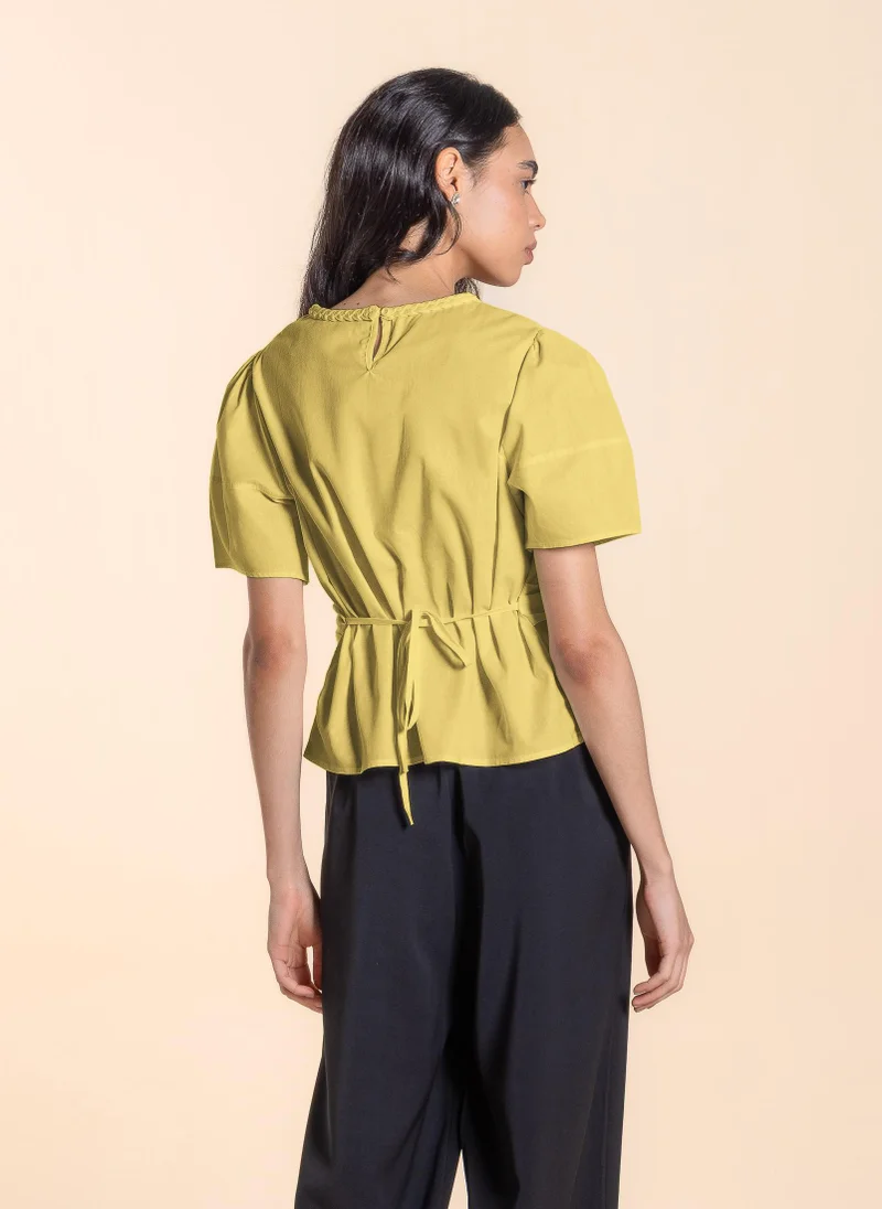 SHAPES DETAILED COTTON BACK TIE TOP