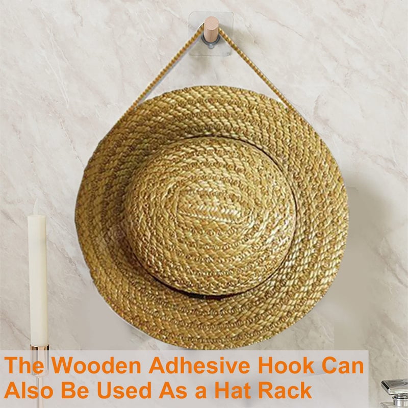 Business King Macrame Hat Hangers for Wall with Adhensive Wooden Hook, Handmade Decorative Boho Hat Organizer Bohemian Macrame Cap Holder Set for Display for Beach Hat Sun Hat for Wide Brim Caps (2 holes) - Image 4