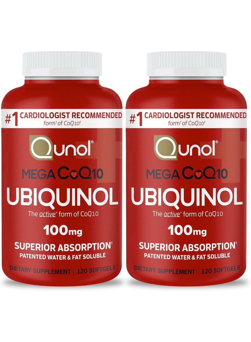 Mega Ubiquinol CoQ10 100mg, Superior Absorption, Patented Water and Fat Soluble Natural Supplement Form of Coenzyme Q10, Antioxidant for Heart Health, 240 Count Softgels