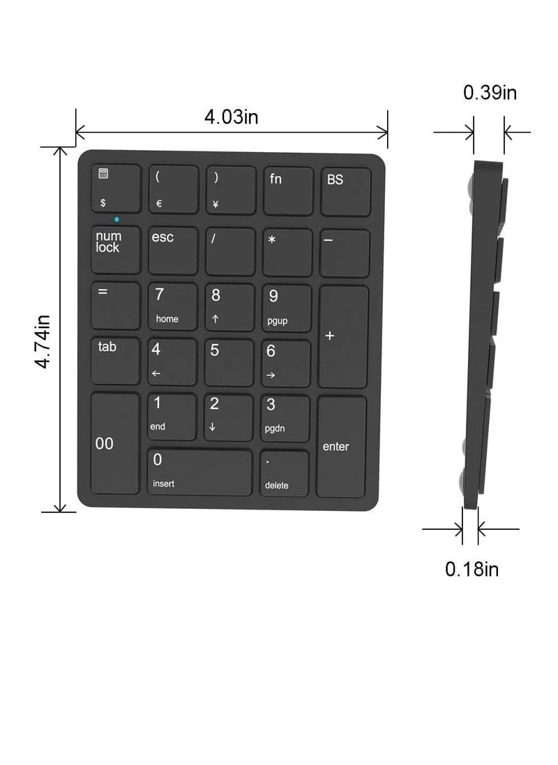Excefore - 26 Keys Bluetooth Wireless Number Pad Rechargeable 10Key 2.4GHz Numeric Keypad Efficiently Data Entry Number Keypad with BackSpace Keys for Laptop Desktop MacBook Pro Air iMac iPhone iPad - Image 1