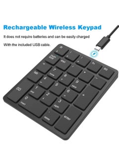 Excefore 26 Keys Bluetooth Wireless Number Pad Rechargeable 10Key 2.4GHz Numeric Keypad Efficiently Data Entry Number Keypad with BackSpace Keys for Laptop Desktop MacBook Pro Air iMac iPhone iPad  - Image 5