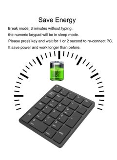 Excefore 26 Keys Bluetooth Wireless Number Pad Rechargeable 10Key 2.4GHz Numeric Keypad Efficiently Data Entry Number Keypad with BackSpace Keys for Laptop Desktop MacBook Pro Air iMac iPhone iPad  - Image 4