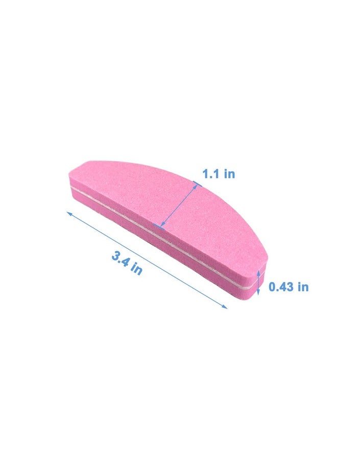GigaGround - 20 Pcs Nail Buffers Double Sided Nail Files Buffer Blocks 100180 Grit Portable Washable Sanding Buffing File Arc Shape (Pink) - Image 1