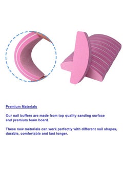 GigaGround 20 Pcs Nail Buffers Double Sided Nail Files Buffer Blocks 100180 Grit Portable Washable Sanding Buffing File Arc Shape (Pink)  - Image 3