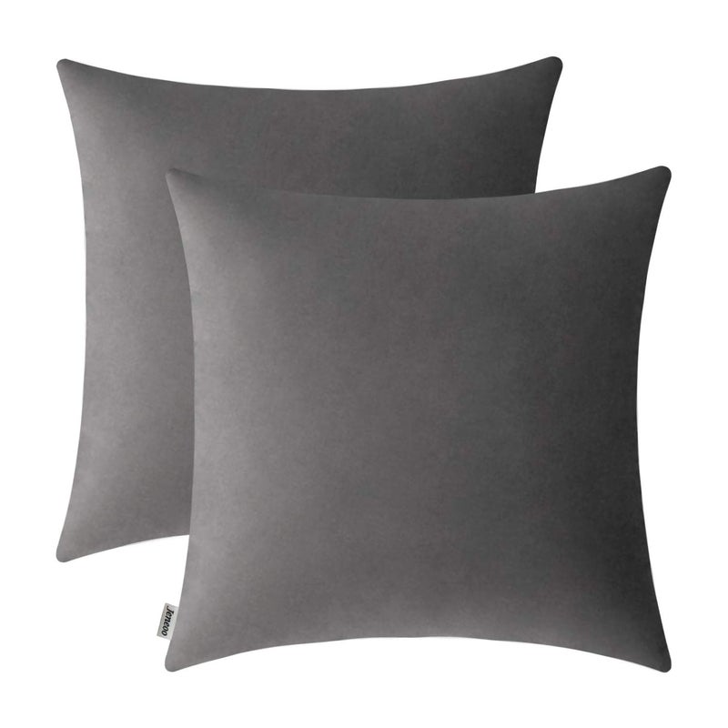 Jeneoo Comfy Soft Thick Velvet Throw Pillow Covers for Sofa Couch  Decorative Solid Square Cushion Cases for Bedroom Car (Dark Grey  18 x 18 Inches  2 Pieces) - Image 1
