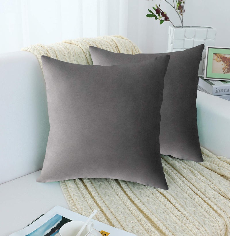 Jeneoo Comfy Soft Thick Velvet Throw Pillow Covers for Sofa Couch  Decorative Solid Square Cushion Cases for Bedroom Car (Dark Grey  18 x 18 Inches  2 Pieces) - Image 3