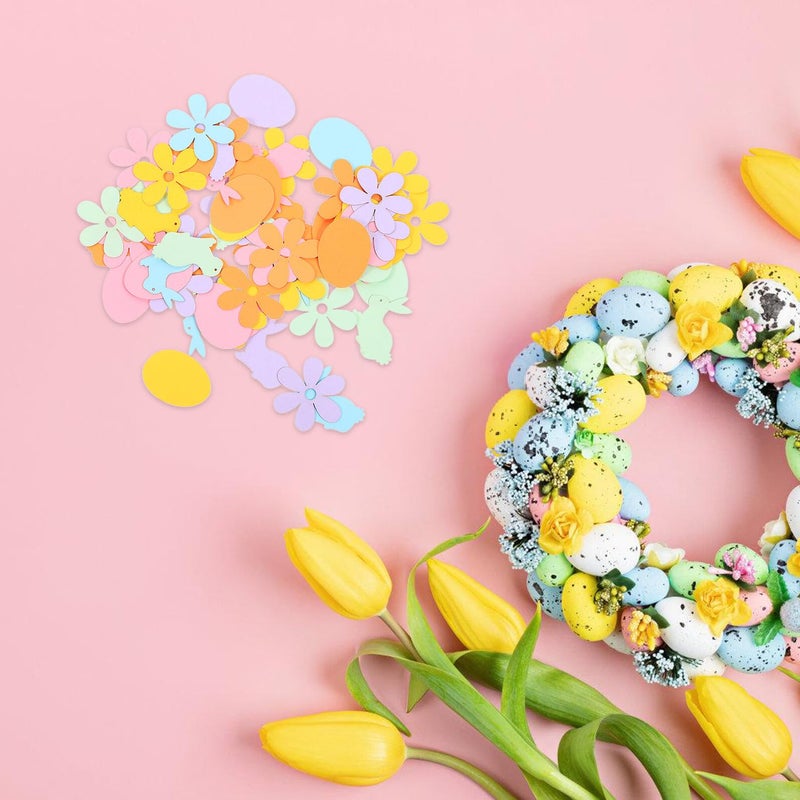 Easter Confetti 100 Pieces Rabbit Carrot Floral Shapes Colorful Table Decoration Party Balloon Filling - Image 4