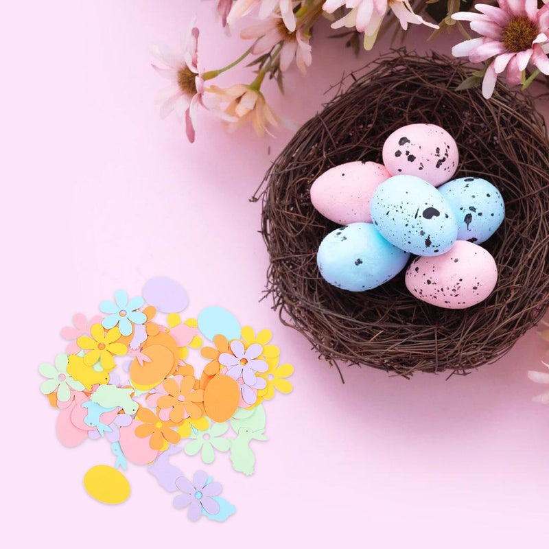 Easter Confetti 100 Pieces Rabbit Carrot Floral Shapes Colorful Table Decoration Party Balloon Filling - Image 5