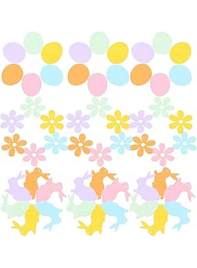 Easter Confetti 100 Pieces Rabbit Carrot Floral Shapes Colorful Table Decoration Party Balloon Filling - Image 1