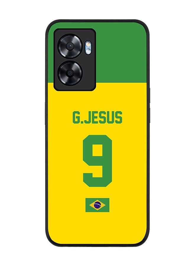 Stylizedd Rugged Black edge case for Oppo A57 Slim fit Soft Case Flexible Rubber Edges Anti Drop TPU Gel Thin Cover - Football Team - Brazil Player Name - G.Jesus - Image 1