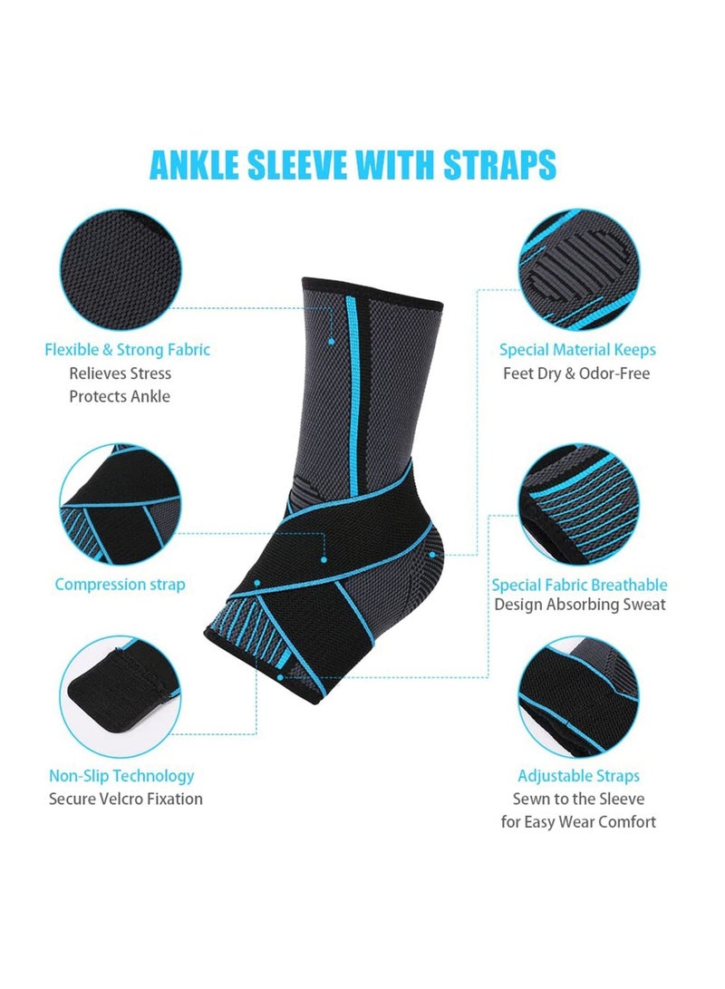 SYOSI Ankle Braces Adjustable Compression Ankle Support Brace Heel Spur Brace Ankle Sleeve for Injury Recovery, Achilles support and Strong Ankle Brace Sports Protection for Women  Men Pair - Image 2