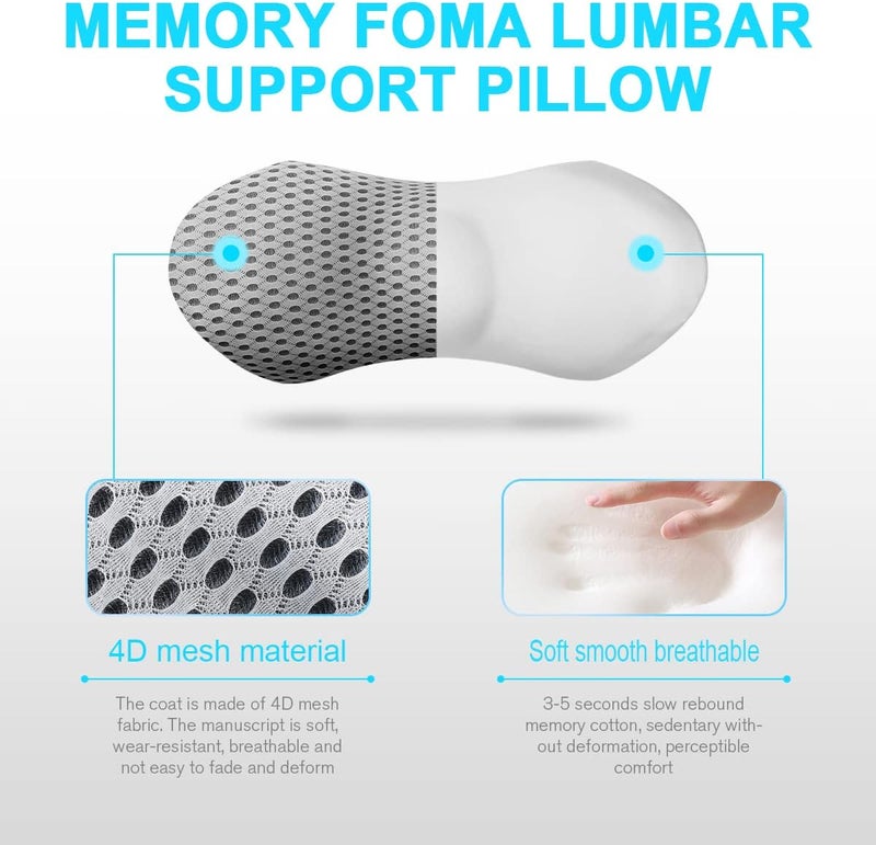 Panduo Lumbar Support Pillow for Office Chair, Memory Foam Lumbar Pillow for Lower Back Pain Relief (Grey) - Image 3