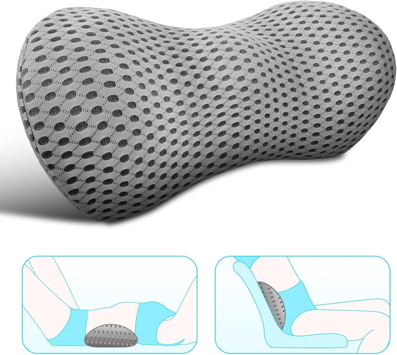 Panduo Lumbar Support Pillow for Office Chair, Memory Foam Lumbar Pillow for Lower Back Pain Relief (Grey) - Image 1