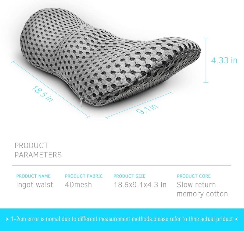 Panduo Lumbar Support Pillow for Office Chair, Memory Foam Lumbar Pillow for Lower Back Pain Relief (Grey) - Image 4