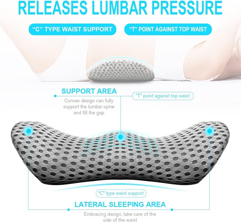 Panduo Lumbar Support Pillow for Office Chair, Memory Foam Lumbar Pillow for Lower Back Pain Relief (Grey) - Image 2