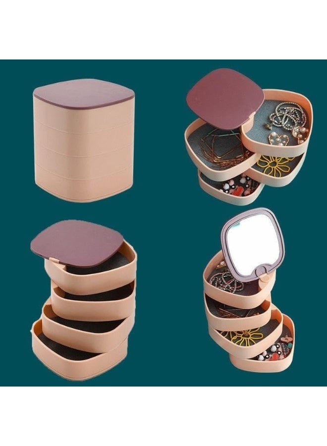 Multi-Color Rotating Jewelry Box with Mirror – Multi-Layer Storage Case for Accessories, Rings, Earrings & Necklaces - Image 4