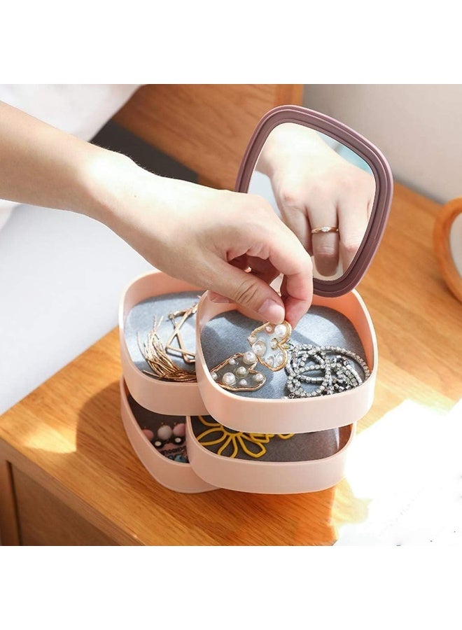 Multi-Color Rotating Jewelry Box with Mirror – Multi-Layer Storage Case for Accessories, Rings, Earrings & Necklaces - Image 5
