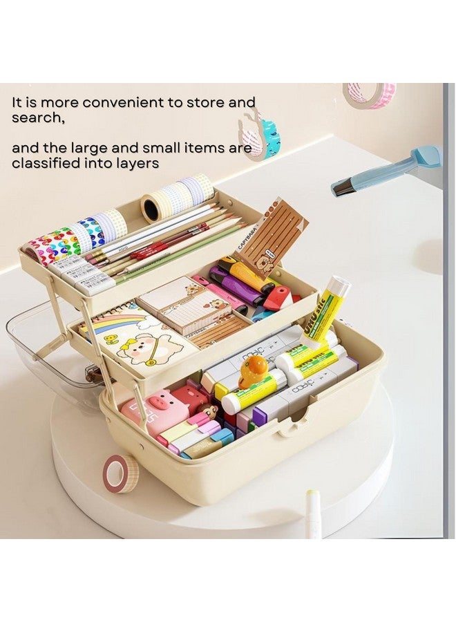 KREPS Hair Accessories Organizer Box, HairRibbon Storage Box Ribbon Box Multi-Purpose 3 Layer Organizer with Handles for Nail Hair Accessories Sewing Supplies Makeup Art Supplies (BROWN) - Image 4