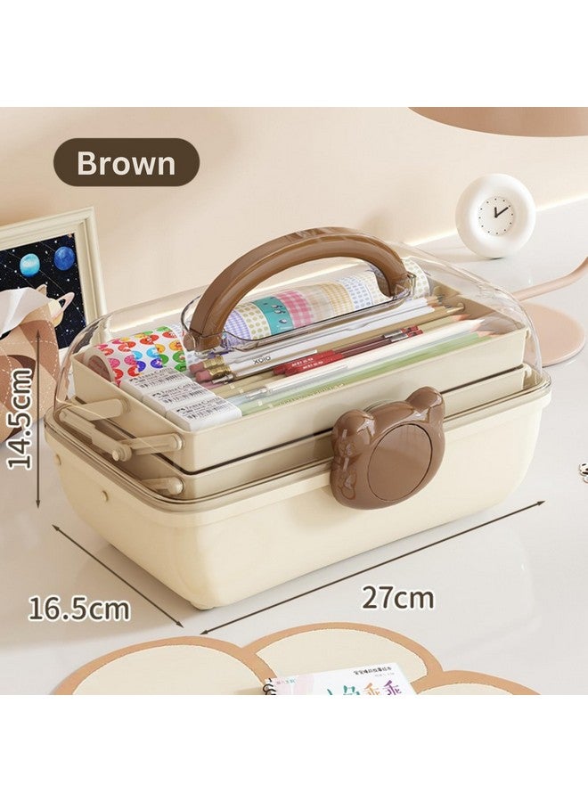 KREPS Hair Accessories Organizer Box, HairRibbon Storage Box Ribbon Box Multi-Purpose 3 Layer Organizer with Handles for Nail Hair Accessories Sewing Supplies Makeup Art Supplies (BROWN) - Image 2