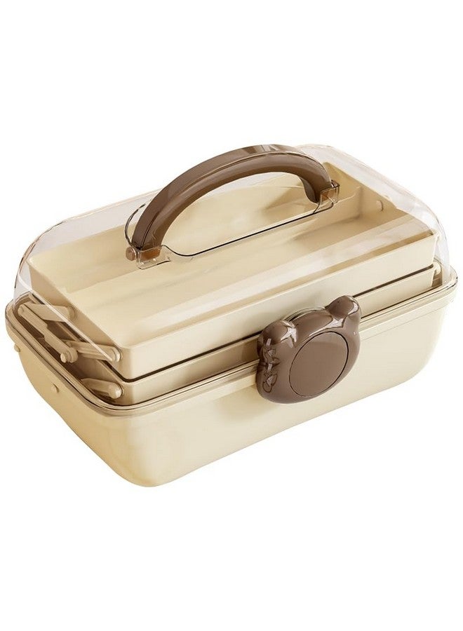 KREPS Hair Accessories Organizer Box, HairRibbon Storage Box Ribbon Box Multi-Purpose 3 Layer Organizer with Handles for Nail Hair Accessories Sewing Supplies Makeup Art Supplies (BROWN) - Image 1