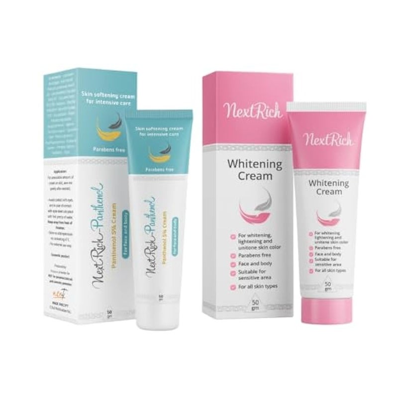Next Rich brightening Cream 50 Gm + Next Rich Panthenol Cream 50 Gm - Vitamin E - Anti-Aging Effect-Hydration - Minimizes fine lines and wrinkles - Image 1