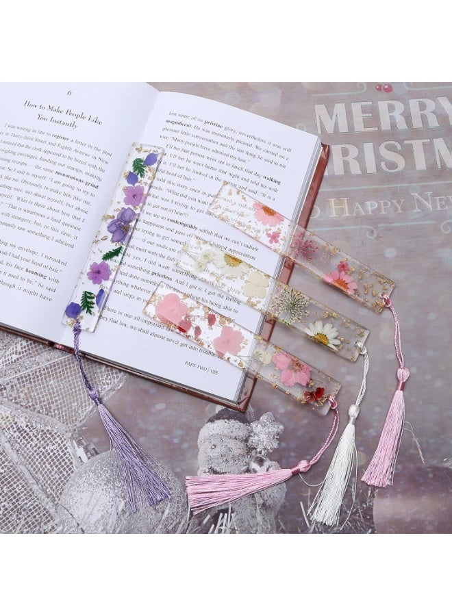Book Marks for Book, 2PCS Dried Flower Bookmark with Tassels, Bookmarks for Women, Durable Handmade Dried Flower Resin Bookmarks, Pretty and Increase Reading Interest - Image 5