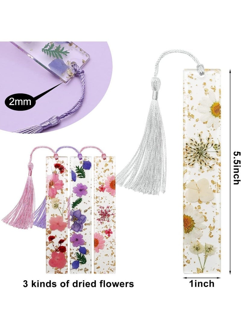 Book Marks for Book, 2PCS Dried Flower Bookmark with Tassels, Bookmarks for Women, Durable Handmade Dried Flower Resin Bookmarks, Pretty and Increase Reading Interest - Image 4