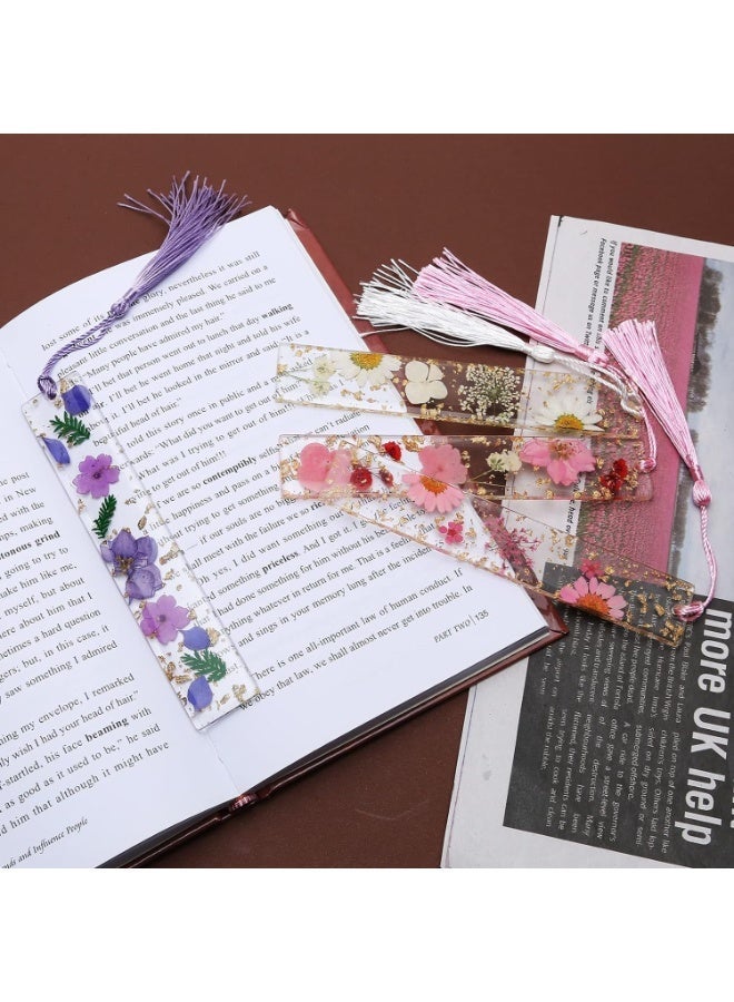 Book Marks for Book, 2PCS Dried Flower Bookmark with Tassels, Bookmarks for Women, Durable Handmade Dried Flower Resin Bookmarks, Pretty and Increase Reading Interest - Image 3