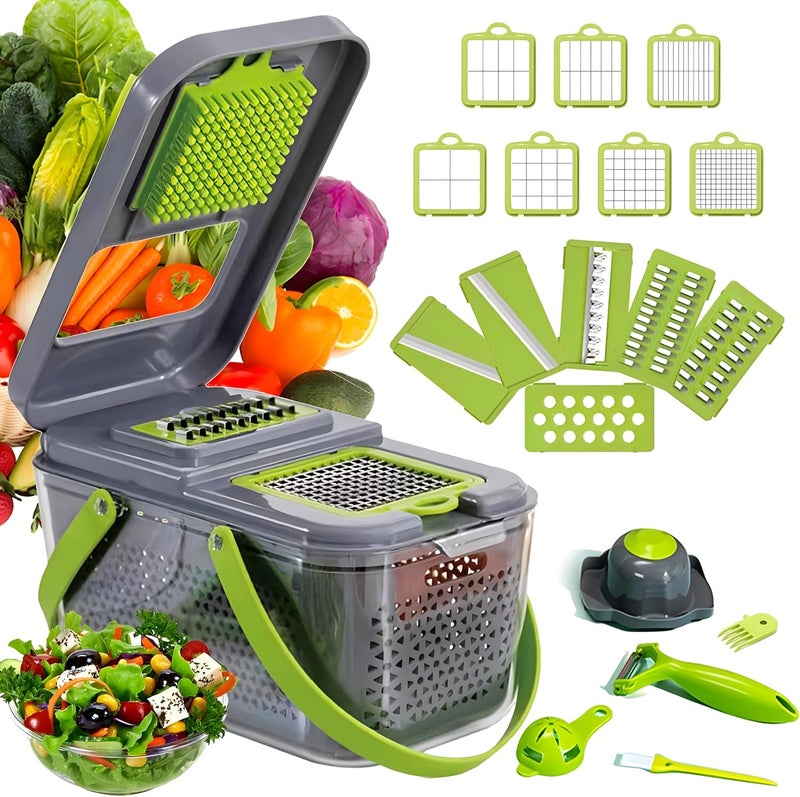 ALKAYAN Vegetable Chopper, Upgraded 22 in 1 Mandoline Vegetable Slicer Dicer with 13 ... - Image 1