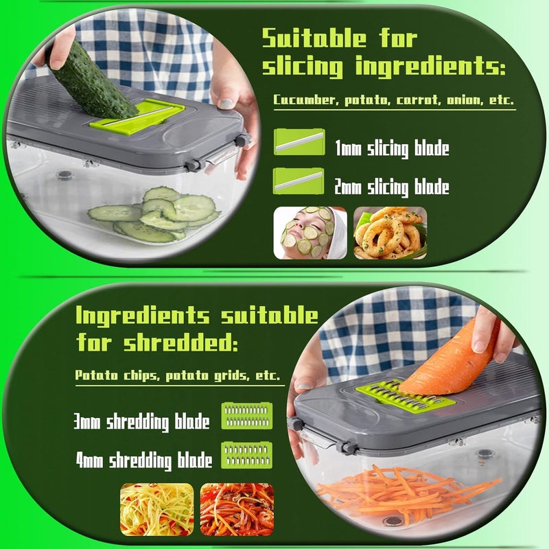 ALKAYAN Vegetable Chopper, Upgraded 22 in 1 Mandoline Vegetable Slicer Dicer with 13 ... - Image 5