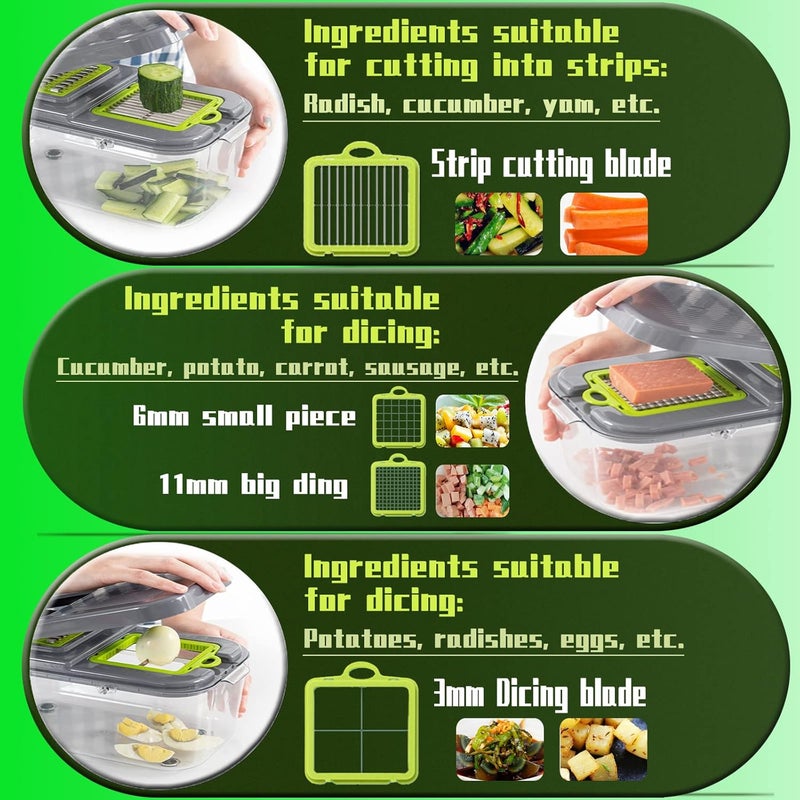 ALKAYAN Vegetable Chopper, Upgraded 22 in 1 Mandoline Vegetable Slicer Dicer with 13 ... - Image 3